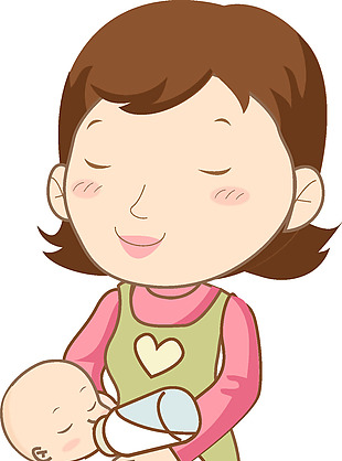 卡通手绘母婴喂奶png元素素材