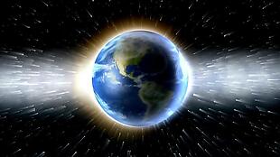 太空远观地球旋转闪烁粒子动态视频素材