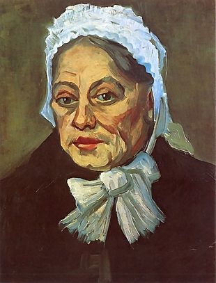 扎头巾的妇女油画人物装饰画素材