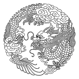 中式黑色龙纹效果图