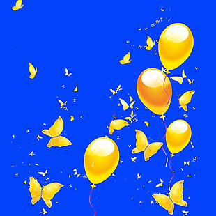 黄色蝴蝶气球素材