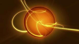 金色光束环绕篮球旋转材