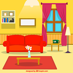 彩色客厅设计矢量背景素材