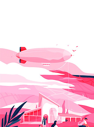 扁平风旅行的意义创意海报粉色背景