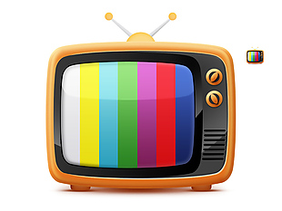 老式彩色电视机icon图标设计