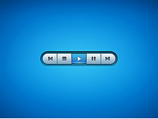 蓝色网页视频音乐播放器按钮素材