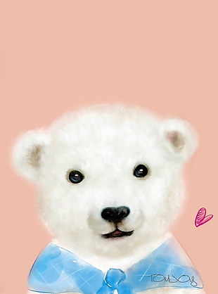 粉红色底色白色小熊玩具可爱装饰画