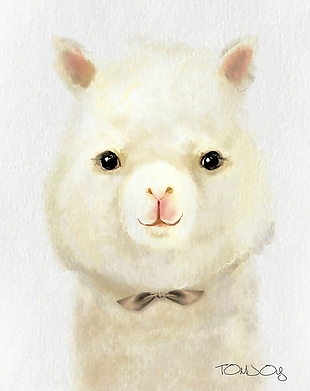 手绘彩绘小狗可爱白色装饰画