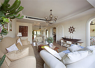 田园风格浅褐色沙发客厅室内装修效果图