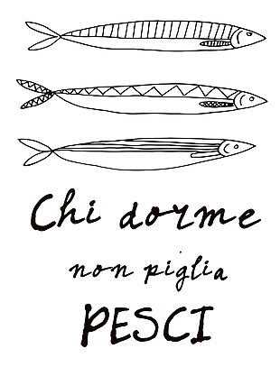 手绘黑色线条小鱼鱼类水墨线条装饰画