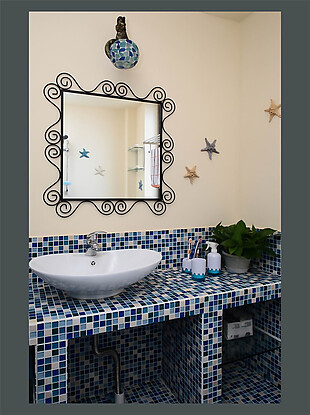 地中海时尚大气浴室洗脸台瓷砖装修效果图
