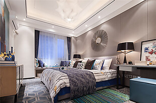 现代欧式时尚简约风格卧室装修效果图