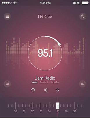 收音机应用程序界面PSD素材