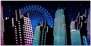 漫画风城市夜景视频素材