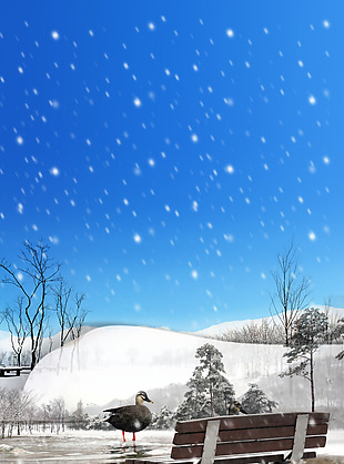 雪花飞舞冬季风景图