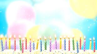 生日庆祝蜡烛气球飞扬视频素材