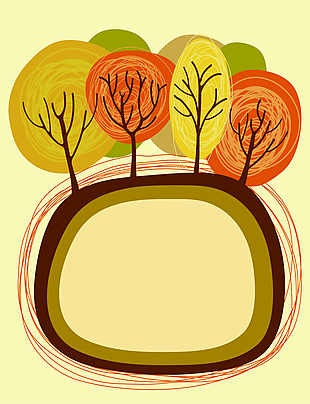 矢量手绘秋季黄叶林背景素材