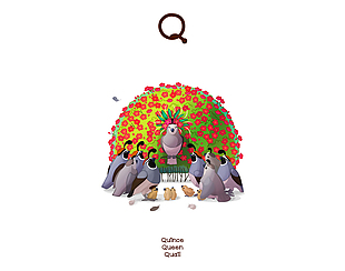 有趣动物字母Q