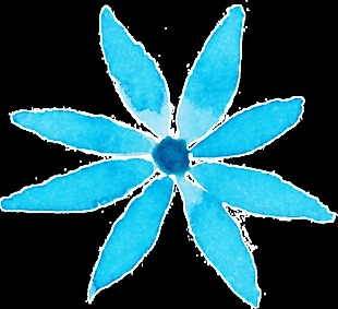 蓝色渐变水彩手绘花朵装饰素材