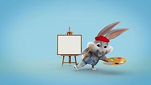 可爱卡通兔子庆祝新年动态视频素材