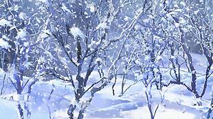 冬季下雪的树林动态视频素材
