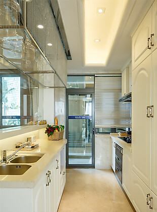欧式简约风室内设计厨房灶台效果图