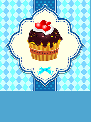 菱形格底纹甜品蛋糕蓝色矢量背景