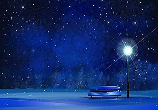 美丽的冬日晚上景色矢量素材