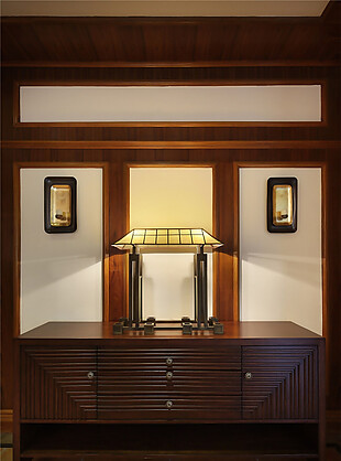 中式风格客厅木制家具室内装修效果图