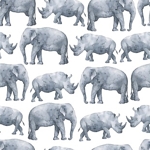 灰色大型动物手绘背景填充图案