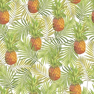 菠萝叶子手绘水彩背景填充图案