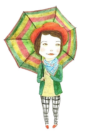 彩绘打伞的女孩图案