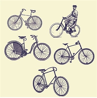 卡通手绘自行车矢量素材