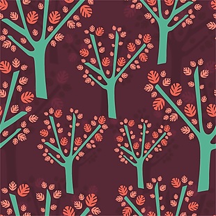 红枫叶树卡通填充背景矢量素材