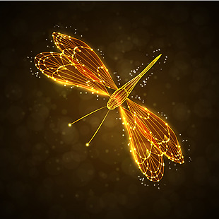 金色蜻蜓唯美闪光海报背景