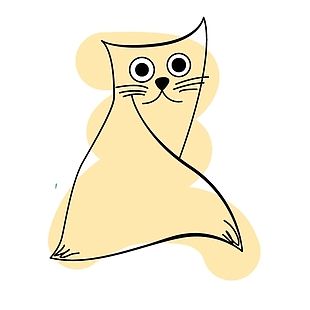 手绘浅黄色小猫可爱绘画萌萌装饰画