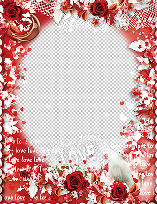 红色玫瑰鲜花边框免抠png透明图层素材