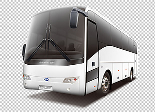 白色旅游巴士免抠png透明图层素材