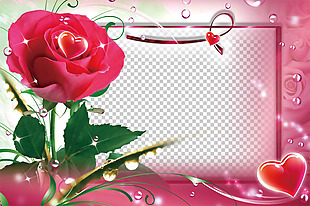 红玫瑰爱情边框免抠png透明图层素材