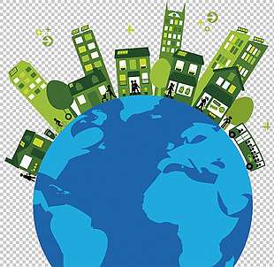 蓝色地球绿色城市免抠png透明图层素材