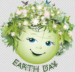 绿色卡通地球免抠png透明图层素材