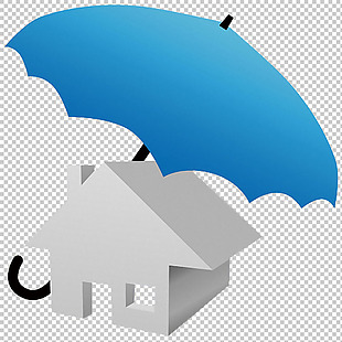 蓝色的伞不动产保险免抠png透明图层素材