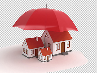 红伞下的房子免抠png透明图层素材
