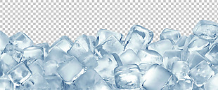 一堆透明蓝色冰块免抠png透明图层素材