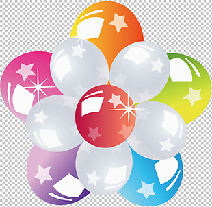 彩色气球拼成的五角星免抠png透明素材