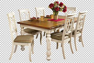 漂亮实木餐椅餐桌免抠png透明图层素材