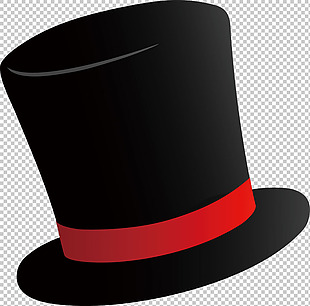 红色条纹黑礼帽免抠png透明图层素材