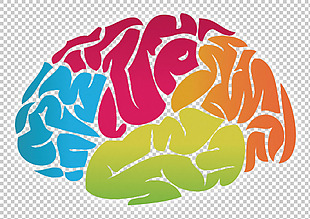彩色手绘大脑免抠png透明图层素材