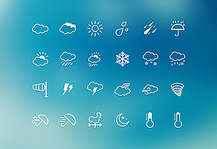 白色线条天气控件icon图标设计