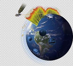 地球变暖和卫星免抠png透明图层素材